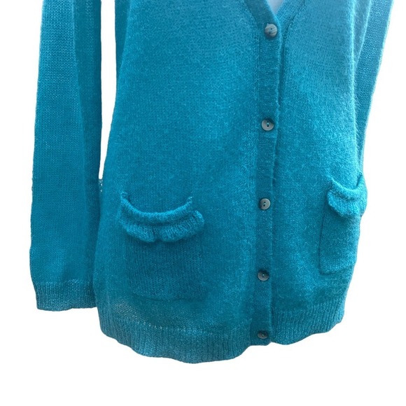Boden Teal Mohair Blend  Knit V-Neck Cardigan Sweater - US Women's Size 10 - Picture 11 of 14